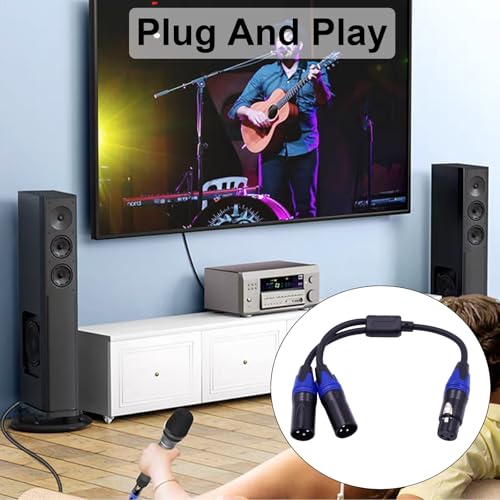Poyiccot XLR Splitter 1 Female to 2 Male Microphone Cable, 3 Pin XLR Y Splitter Cable, Combiner Y Cord Balanced Microphone Audio Adapter for Stero Mic, Mixer, Audio Track (11.8 inches) - style: 1 Female to 2 Male