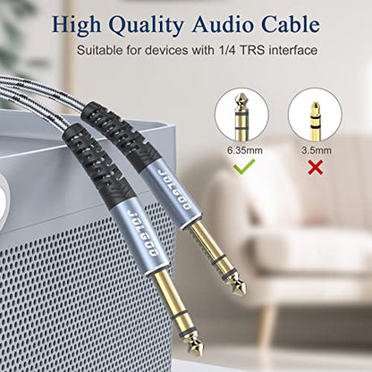 JOLGOO 1/4 Inch TRS Cable 10ft 2-Pack, 1/4 Inch Guitar Cable 10 Ft, 6.35 Balanced Interconnect Line for Electric Guitar, Bass, Keyboard, Mixer, Amplifier, Speaker, Electric Mandolin, pro Audio - color: Grey, size: 10 Feet, style: TRS Cable 2-Pack
