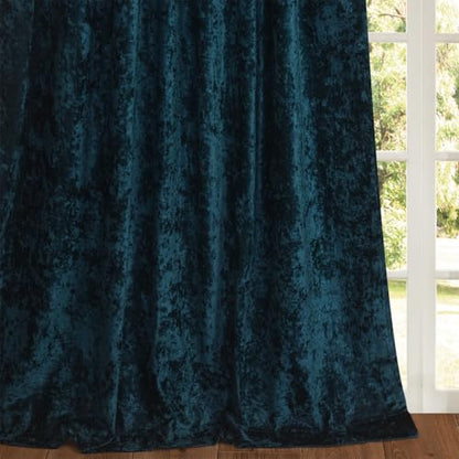 Dark Teal Velvet Curtains - Room Darkening Curtain 84 Inches Long for Bedroom & Living Room, Luxury Look, Rod Pocket Design, (2 Panels), 52W x 96L, Sapphire Blue - color: Peacock, size: 52"W x 96"L (Pack of 2)
