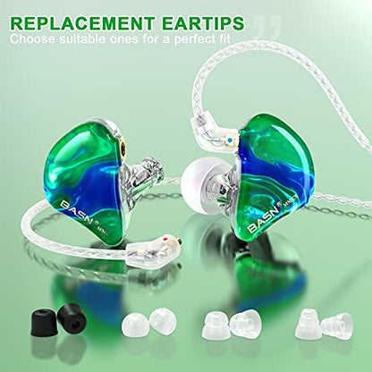 BASN 1BA+2DD Hybrid Driver in Ear Monitor Wired Headphones (Ice Green) - color: Ice Green