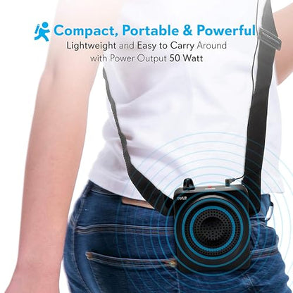 Pyle Portable PA Speaker and Voice Amplifier: Compact Waistband with Rechargeable Battery, Includes Headset Microphone & 3.5mm Aux Jack - Ideal for Tour Guides, Teachers, and Meetings