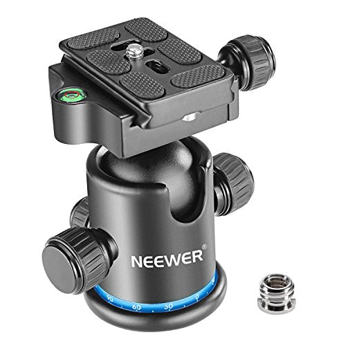 NEEWER 36MM Tripod Ball Head 360° Panoramic Metal with Arca Type Plate | Quick Release Plate, 1/4" Screw, 3/8" Thread, Max Load 17.6lb/8kg, Mount for Monopod, Slider, DSLR Camera, Camcorder (Blue) - style: GM-MT(Blue)