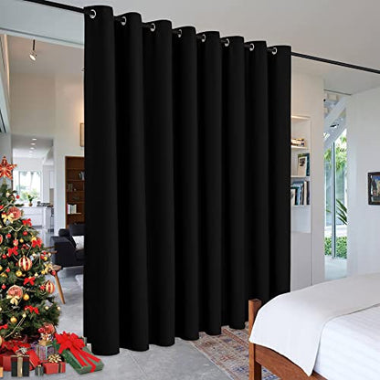 RYB HOME Extra Wide Curtains for Bedroom Closet Office Living Room Divider - color: Black, size: 180"W x 84"L (Pack of 1)