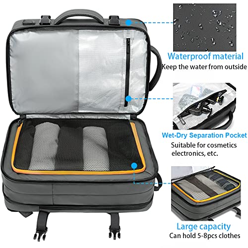 BANGE 35L Carry on Backpack,Travel Backpack for Women Men Airline Approved Gym Backpack Waterproof Business Laptop Daypack… - color: Grey, size: 35L(expansion)