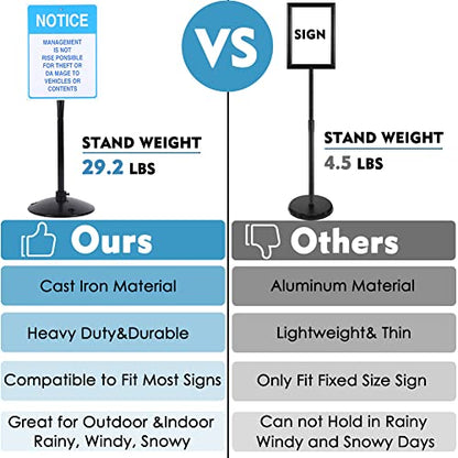 Cast Iron Sign Stand, 48 In Tall Pedestal Post, 17 In Base, Parking, Black | Freestanding pedestal includes stand, base, bolts and nuts for parking, handicap, street and business signs - size: 17"