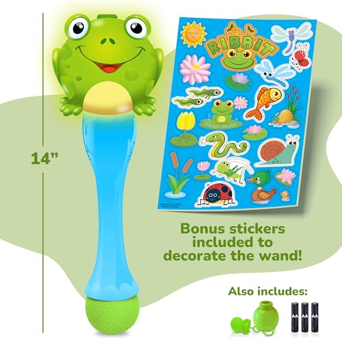 ArtCreativity Frog Bubble Wand - Bubble Toy with Bubbles Refill Solution, Stickers, Music & Lights - Kids Summer Outdoor Activity - Birthday Party Favors - Bubble Blower Machine (Pack of 2) - size: 12 inches x 2 inches x 12 inches (Pack of 2)