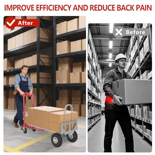 4 in 1 Convertible Hand Truck-1,000lb Heavy-Duty Folding Hand Truck Dolly Cart with Solid Wheel, 1000LBS Heavy Duty Steel Dolly for Logistics, Warehouse, Home, Office Moving, Delivery - size: 4 Wheels with 1000 lbs capacity(steel)
