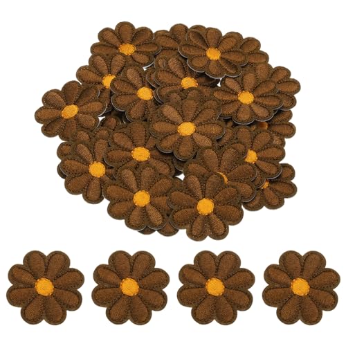 MECCANIXITY Flower Iron-on Patches 90x90mm/3.54x3.54 Pack of 30 Brown - color: Brown