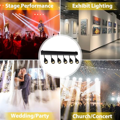Pinspot Light Bar,6PC LED Pinspot Stage Lights Disco Ball Manual Zoom(15-60 Degree) 3200K Dimmable Warm White DMX Sound Activated Lights for Party Activities Live Show Concert Church Wedding