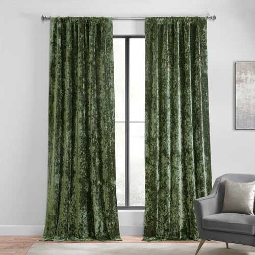 HPD Half Price Drapes Lush Crush Velvet Curtains - Room Darkening Curtain 108 Inches Long for Bedroom & Living Room, Luxury Look, Rod Pocket Design, (1 Panel), 50W x 108L, Emerald Green - color: Emerald Green, size: 50"W x 108"L (Pack of 1)