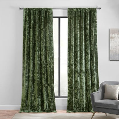 HPD Half Price Drapes Lush Crush Velvet Curtains - Room Darkening Curtain 108 Inches Long for Bedroom & Living Room, Luxury Look, Rod Pocket Design, (1 Panel), 50W x 108L, Emerald Green - color: Emerald Green, size: 50"W x 108"L (Pack of 1)