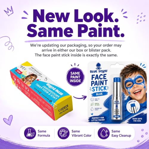 Blue Squid Blue Face Paint Stick - Water based Body Paint for Adults & Kids - Vegan Hypoallergenic Twist-Up Non-Toxic Makeup Stick for Cosplay, & SFX (Blue) - color: Blue