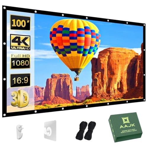 AAJK 100inch Outdoor Projector Screen Anti Crease Portable Movie Screen - size: 100"