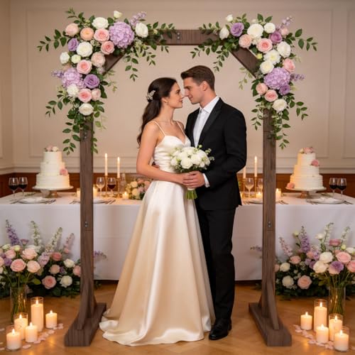 Wedding Welcome Sign Stand, Adjustable Wooden Sign Holder Stand, Heavy Duty Wood Easel with Poster Design Templates & Ground Stakes for Wedding, Bridal Baby Shower, Birthday Party
