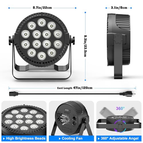 Stage Lights, 1 Pack U`King Par Can Lights RGBW LED 14x6W DMX Sound Activated, Uplights for Events Wedding Parties Church Live Show Concert Club