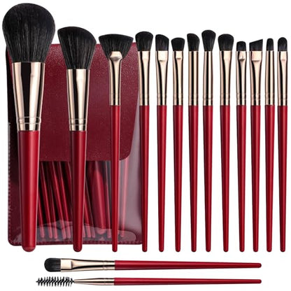 BS-MALL 15PCS Professional Makeup Brushes Set – Multi-Purpose Travel-Friendly Makeup Brush Set with Case – Affordable & Luxury Makeup Kit for Even Application (Golden red)