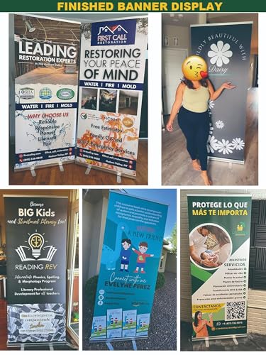 Custom Banner Roll up Banner Aluminum Retractable Banner-Made in USA-23"x81" with Stand Pop up Banner for Business, Trade Shows, Stores, Advertising, Events - size: 23x81 Standard
