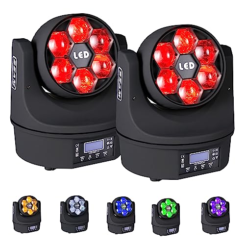 Moving Head Light 6x15W Mini Bee Eye Dj Light RGBW 4in1 LED Stage Lighting Rotate Beam Effect DMX512 Sound Activated for dj bar Parties Wedding Bar Church Show 2 Pack - color: 6*15W 2-PACK
