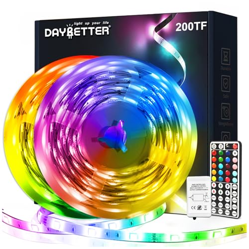 DAYBETTER Led Strip Lights 200ft, RGB Led Light Strip with 44 Keys Remote Controller, Color Changing Led Lights for Bedroom 100 ft of 2 Rolls - size: 200ft