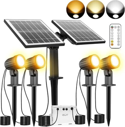 CLY 4 in 1 Solar Landscape Spotlights Outdoor 2700-6500K Dusk to Dawn - color: Warm White/Natural White/Cold White, size: 4-IN-1