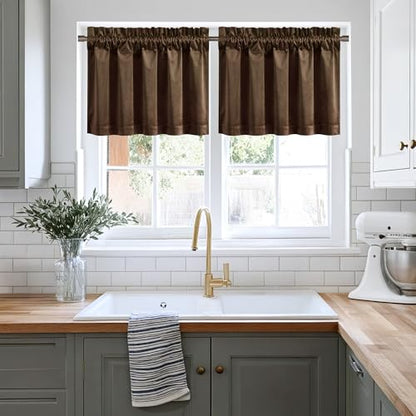 NICETOWN Brown Velvet Valance Curtain, W42 x L18, 1 Panel - color: Brown Series - Brown, size: 42"W x 18"L (Pack of 1)