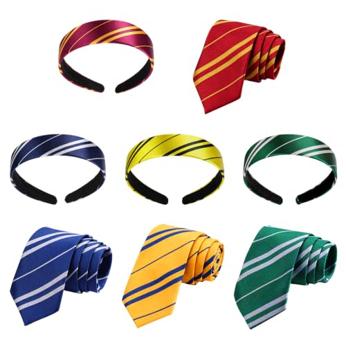 Wizard Costume Accessories Set 4 Pack – Stripe Headband & Tie for Halloween