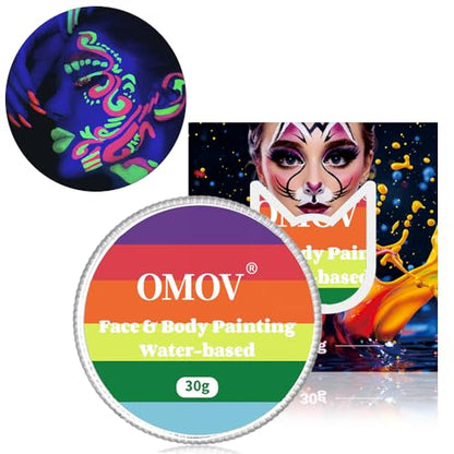 6 Colors Face Paint (1oz) Non-Toxic, Water Based, Rainbow Face Painting Kit for LGBTQ Pride Day Parades,Celebrations Party, Hypoallergenic Face Paint for Kids Adults Christmas Halloween Cosplay - color: Rainbow cake-30g