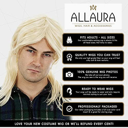 ALLAURA - Garth Wig Blonde Mullet Wigs Men 80s Costumes Mens MulletWig - Joe Dirt Mullet Wig Blonde MulletHair - color: 33-Blonde