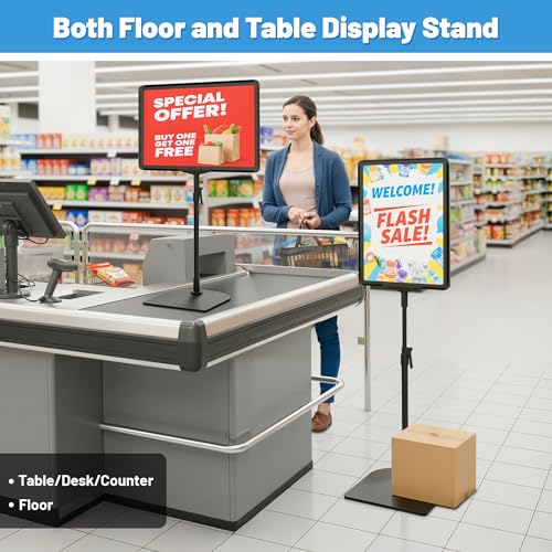 4Pack Sign Stand for Display 8.5 x 11, Adjustable Poster Stand for Table Top & Floor, Floor Standing Sign Holder, Signage Stands for Business, Tradeshow, Store, Farm Display Stands - size: 4 Pack, 8.5 x 11 inch