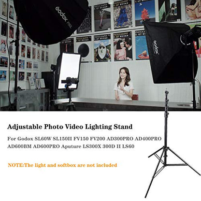 Godox 149 Inches Heavy Duty Aluminum Photography Light Tripod Stand for Aputure Ls60W 300D II Godox SL-60W SL-150II FV150 FV200 AD300PRO AD400PRO Studio Photography Lighting - size: 149 Inches