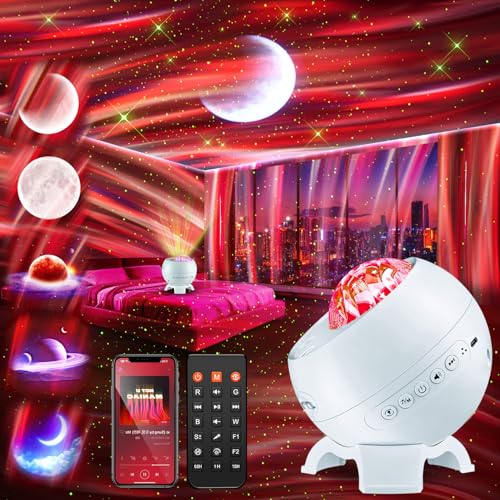 Staryou Galaxy Projector Northern Lights Projector with Bluetooth Speaker - color: White