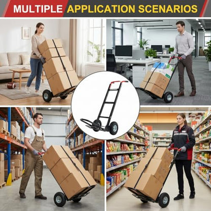 600lb Aluminum Hand Truck Heavy Duty Dolly, 10-Inch Pneumatic Tires,Cart - color: Red-2
