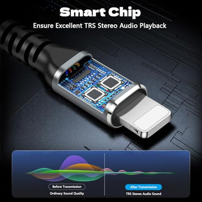 [MFi Certified] Lightning to 1/4 inch Audio TRS Stereo Cable, 4FT Lightning to 6.35mm inch Adapter, Compatible with i-Pad, i-Phone 14/13/12/Pro, for Amplifier,Speaker,Mixer[NOT for Recording] - size: 4FT
