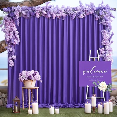Purple Backdrop Curtains 2 Panels-Wrinkle-Free Purple Curtains Polyester Photography Drapes for Baby Shower Birthday Party Photo Background Backdrop Stand- 8 X10FT - color: Purple, size: W4' x H10'(2 panels)