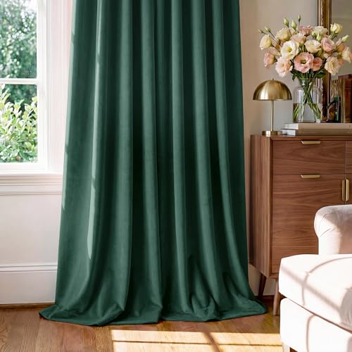 StangH Emerald Green Grommet Velvet Blackout Curtains, W42xL84, 2 Panels - color: Green Series - Emerald Green, size: 42"W x 84"L (Pack of 2)