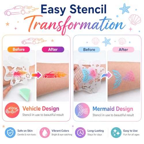 Face Paint Palette Kit 40 Colors Waterproof Oil Based Body Paint Makeup Kit | Face Painting Kit for Kids Professional Non-Toxic Makeup Palette with Tattoo, Brush, Stencil, Sponge, Gem, Party Halloween