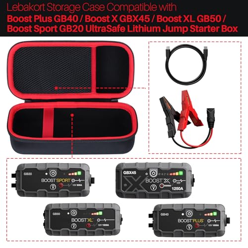 Lebakort Storage Case Compatible with Boost Plus GB40 / Boost X GBX45 / Boost XL GB50 / Boost Sport GB20 UltraSafe Lithium Jump Starter Box - size: for Boost GB40/GBX45/GB50/GB20