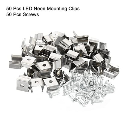 MECCANIXITY Rope Light Mounting Clips, Wall 50 Pack Wall Channel 50 Pack | Wall Channel Mounting Holder Accessories Waterproof LED Strip, Stainless Steel - size: 9.5mm to 12mm