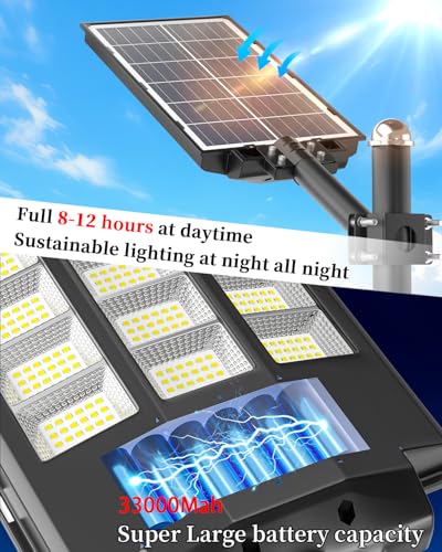 Ofuray Solar Street Lights Outdoor, Of-8600W Commercial Parking Lot Light | Solar Flood Light, LED Area Light with Motion Sensor, Dusk to Dawn,Remote Control for Security Lighting in Streets, Barns - size: 3XL