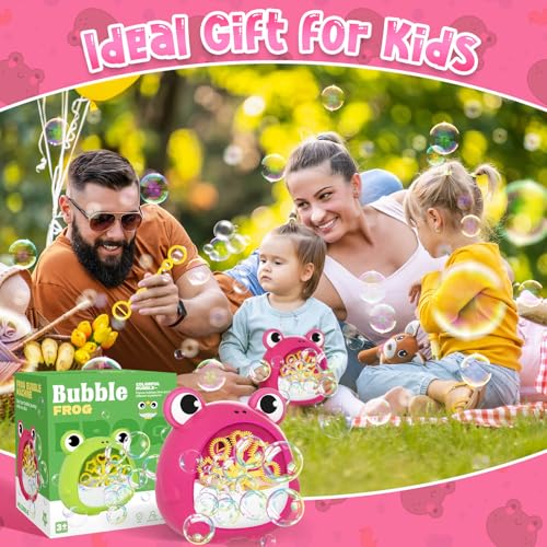Frog Bubble Machine Toys for Kids 3-8, Outdoor Party Birthday Gift | Bubble Blower Maker with 2 Solutions, Gift for 3 4 5 6 7 8 Year Old Girls Boys - color: Red