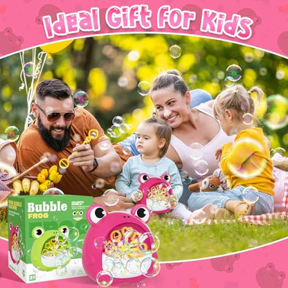 Frog Bubble Machine Toys for Kids 3-8, Outdoor Party Birthday Gift | Bubble Blower Maker with 2 Solutions, Gift for 3 4 5 6 7 8 Year Old Girls Boys - color: Red