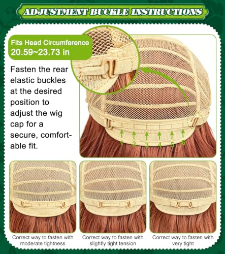 Red Brown Braided Cosplay Wig, Long Synthetic Costume Hair | Adjustable cap included, long red-brown braid for princess costume, Halloween, fantasy dress-up, parties, and role play - color: Red