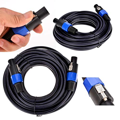 2Pack 25 ft Male Speakon to Speakon Cables, Professional 12 Guage AWG Audio Cord DJ Speaker Cable Wire with Twist Lock - 2 Conductor. - size: 25Ft
