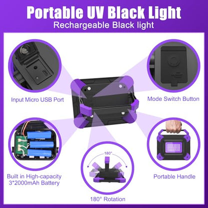 T-SUN LED Black Lights/Black Lights Bar, 2 Pack Blacklight for Party, Body Paint, Stage Lighting, Aquarium, Fluorescent Poster, Glow in The Dark