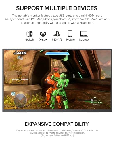 UPERFECT Portable Monitor Touchscreen 24" 120Hz 1080P 125% sRGB 400Nits | Large Gaming Monitor with Kickstand, VESA, Bag, USB-C HDMI External Second Screen for Laptop, PC, Phone, Game Console - size: 23.8"