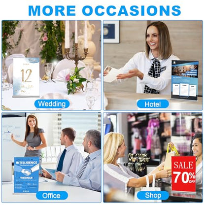 EHWINE 24 Pack Acrylic Sign Holders 4x6 Double-Sided Tabletop Display Stands for Menus Flyers & Signs, Clear Acrylic Picture Frame for Office Business Store & Events - size: 24 Pack 4x6 Inch