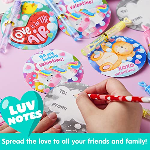 JOYIN 32 Pcs Valentines Day Gift Cards with Mini Bubble Maker Wands for Kids, Valentine Party Favor Toys, Valentine's Day Kids Classroom Exchange Prizes, Bubble Wands with Cards, Photo Prop Decor - style: Animal