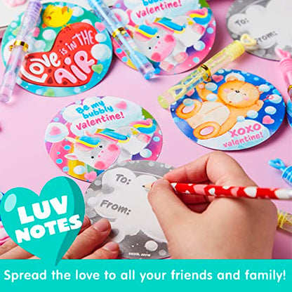 JOYIN 32 Pcs Valentines Day Gift Cards with Mini Bubble Maker Wands for Kids, Valentine Party Favor Toys, Valentine's Day Kids Classroom Exchange Prizes, Bubble Wands with Cards, Photo Prop Decor - style: Animal