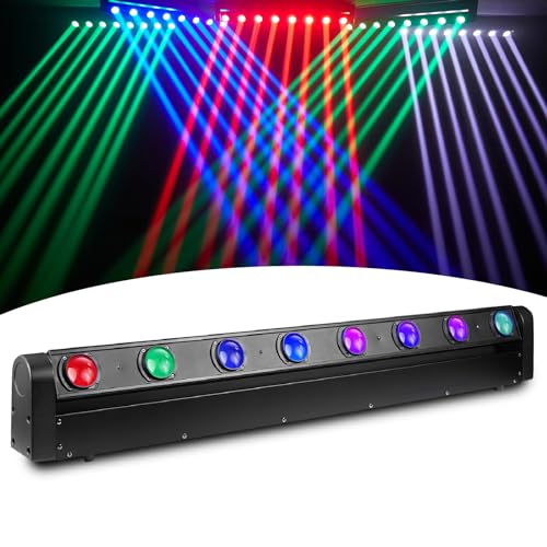 8 Eye LED Moving Head Light, 8x12W Stage Light Bar Strobe Beam Spider RGBW 4IN1 DMX 512 & Sound Activated 180° Tilt DJ Lighting for Party DJ Club KTV Disco Event Show