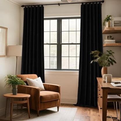 CUCRAF Black Velvet 100% Blackout Curtains 72 inches Long, Thermal Insulated, Noise Reducing Rod Pocket Luxury Drapes for Bedroom Living Room(52x72 inches, 2 Panels) - color: Black, size: 52"W x 72"L (Pack of 2)